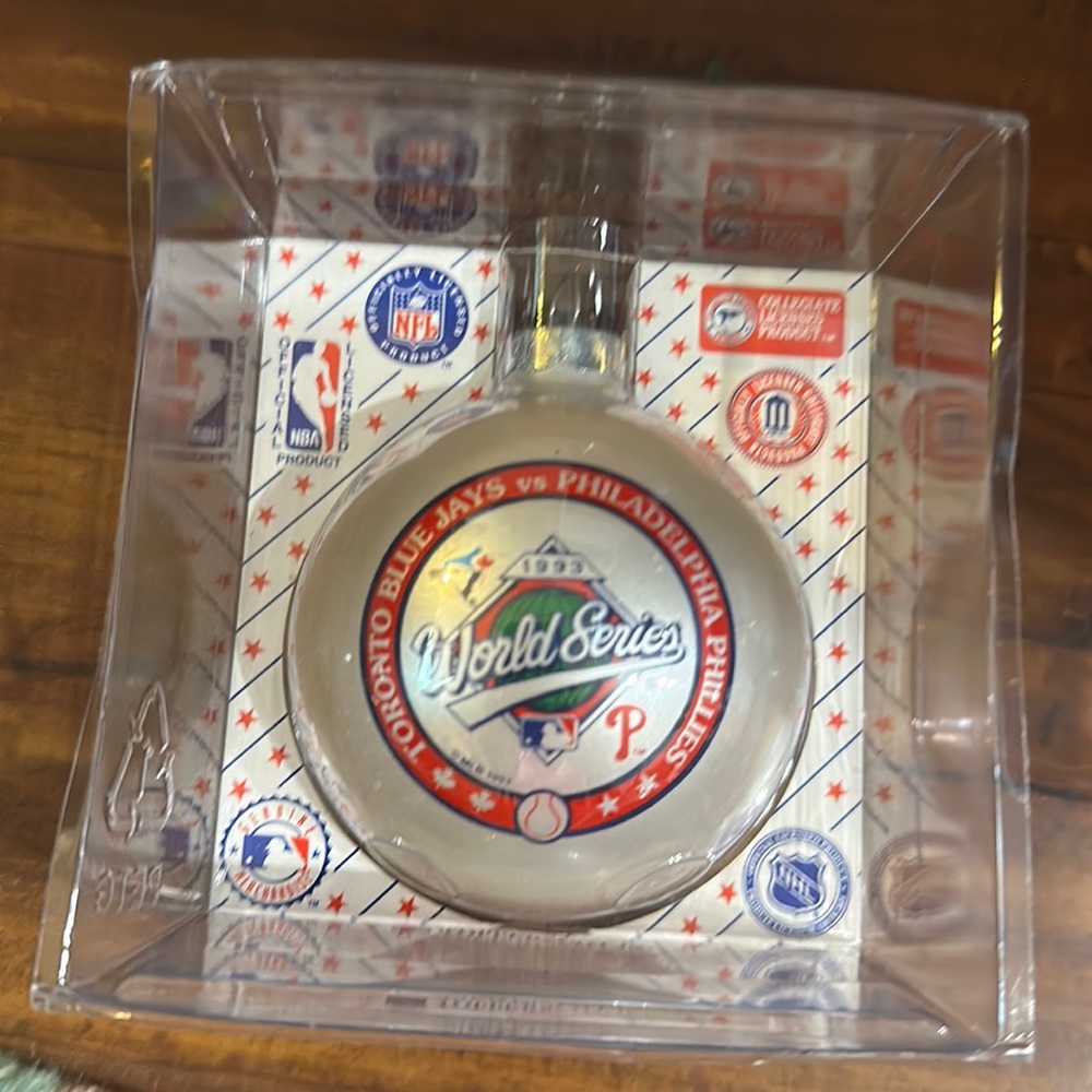 Vintage 1993 World Series Blue Jays Phillies Topperscot Glass Ornament MLB